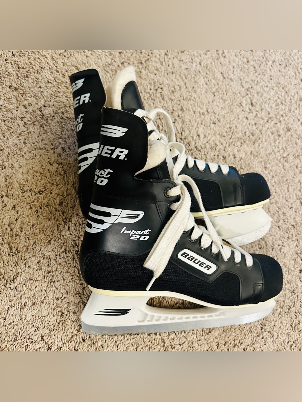 Bauer Impact 20 Men's Black Hockey Skates with White Accents